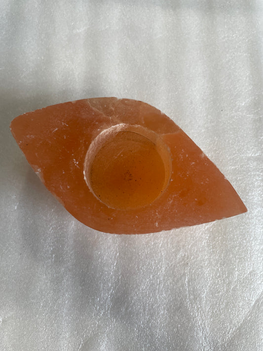 Orange Selenite Candle Holder